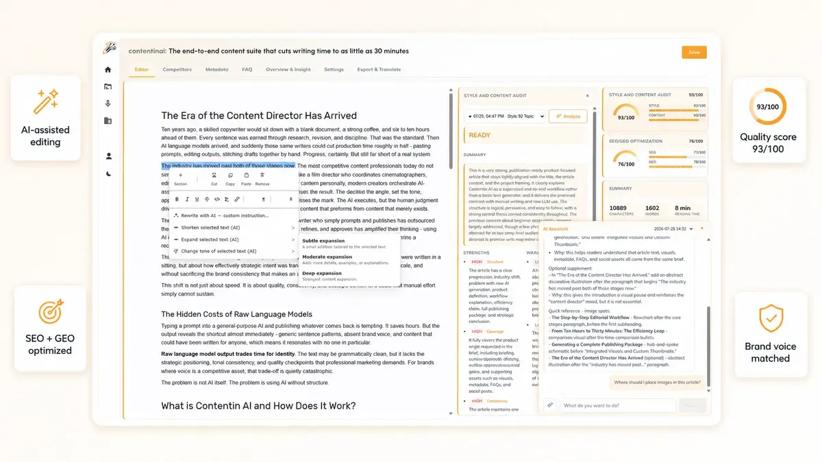 Content in AI product preview - guided article workflow